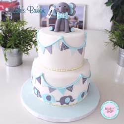 Cake Baby Shower with Elephant on Top